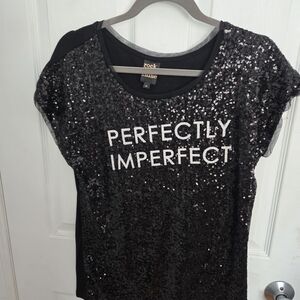 Perfectly Imperfect Black Sequin Women's Tee
